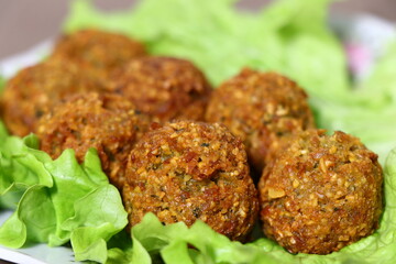 Falafel. Vegetarian dish - falafel balls from spiced chickpeas
