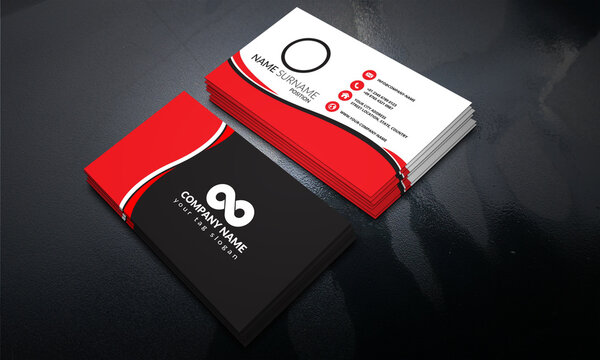 modern Business Card With black blue white red yellow