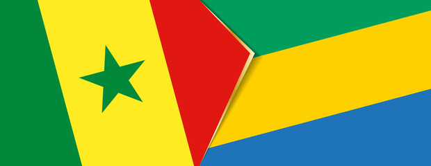 Senegal and Gabon flags, two vector flags.