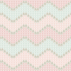Colorful knitted pattern. Geometric seamless vector background.