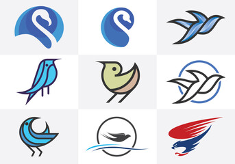 Set of bird icons. Bird logo sign symbol vector design template