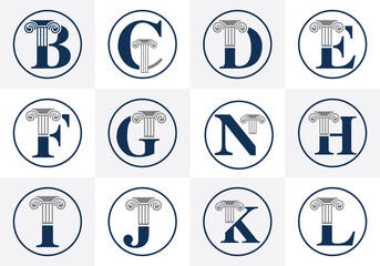 Attorney law pillar logo icon design template vector illustration