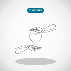 One continuous line drawing of hand holding heart.