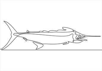 Fototapeta premium Continuous one line drawing fish. vector illustration. Black and white.