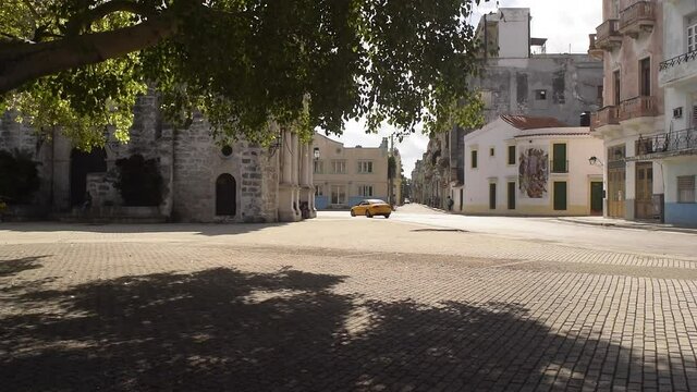 Colonial Catholic 'Paula Church' in Old Havana, Cuba. Establishing shot