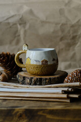 Handmade ceramic craft ware. Cup.