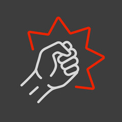 Punch, raised up clenched fist vector icon
