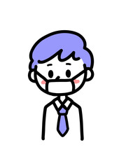 マスクをする会社員の男性のイラスト