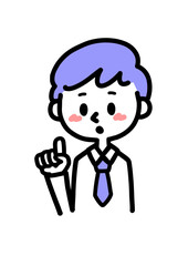 指差しポーズをする会社員の男性のイラスト