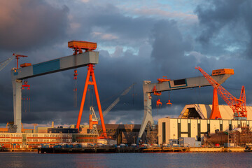 portal cranes in harbor
