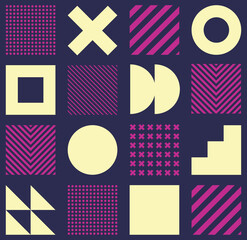 Minimalistic geometric seamless pattern in Scandinavian style. Abstract background with simple shapes and textures.
