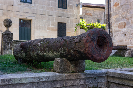 Old rusty fortification cannon in Galicia