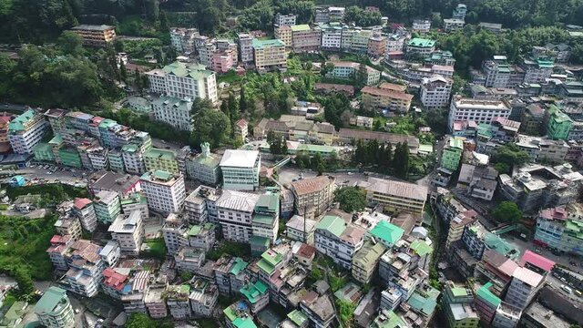 Ville de Gangtok dans le Sikkim en Inde vue du ciel