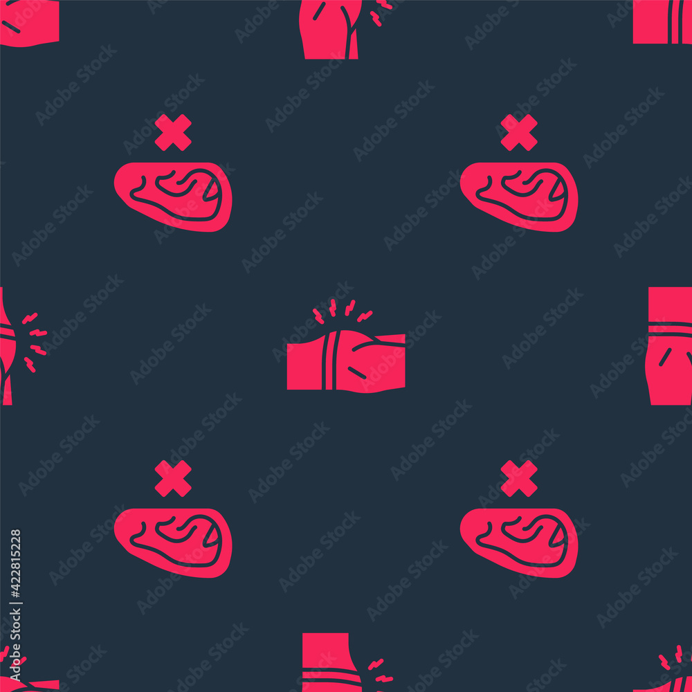 Poster set deaf and abdominal bloating on seamless pattern. vector