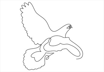 One line dove flies design silhouette. vector illustration