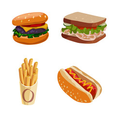 Fast food set vector illustration