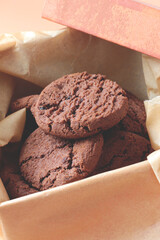 tasty homemade chocolate chip cookies in the box