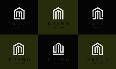 Finance Business Luxury Real Estate Agent M Letter Symbol Concept Business Card Logo Set