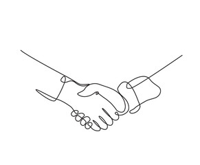 continuous line drawing of handshake business agreement. handshake illustration.