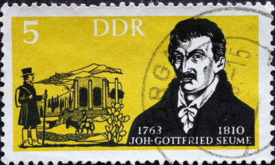 GERMANY, DDR - CIRCA 1963  : a postage stamp from Germany, GDR showing a portrait of the writer...