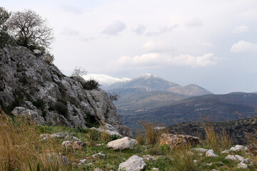 mountain landscape with snow
