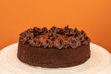 Chocolate cake with chocolate cream icing
