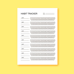 Habits Tracker for a Month. Simle Template. Design for organizer or planner. Printable page.