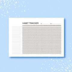 Habits Tracker for a Month. Simle Template. Design for organizer or planner. Printable page.