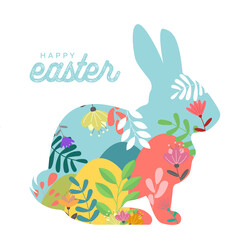 Easter eggs and paper cut flowers on geometric background. Vector illustration. Place for your text. Greeting card trendy design or invitation template.