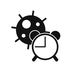 Fototapeta premium Coronavirus Molecule Under Alarm clock. Pharmacy and health care. Medication, pharmaceutical concept. Vector illustration