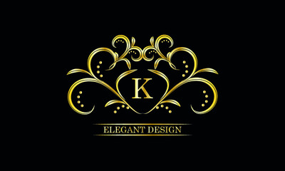 Luxurious monogram, design of an exquisite ornament with the letter K. Illustration of good as a logo of a fashion boutique, hotel brand, restaurant, business, cover.