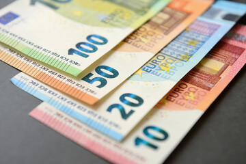 Obraz premium Euro close-up. Money macro. Cash. European currency. 