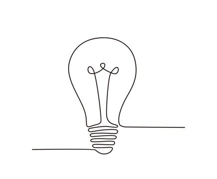 recommend clip art: Continuous line drawing. Electic light bulb. Eco idea metaphor. bulb illustration.