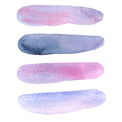 Hand drawn watercolor blots on white background