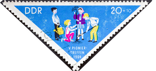GERMANY, DDR - CIRCA 1964 : a postage stamp from Germany, GDR showing Children of the youth...
