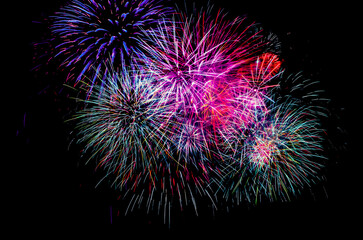 Fototapeta premium Huge fireworks display in a black sky