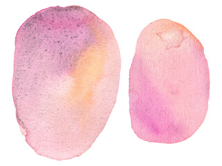 Hand drawn watercolor blots on white background