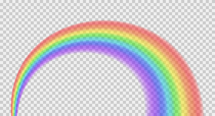 Realistic rainbow isolated on transparent background. Seven colors rainbow. Vector illustration