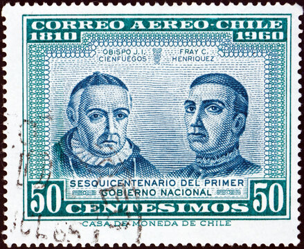 Postage stamp Chile 1965 Archbishop Cienfuegos and Brother Henri