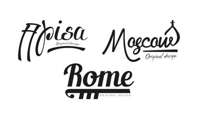 City and Capitals Name Original Design Vector Set