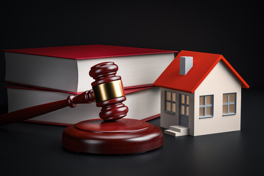 law legislation concept. housing legislation concept - law books, house and gavel