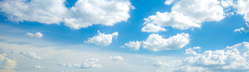 Fototapeta na wymiar blue sky background with tiny clouds. panorama