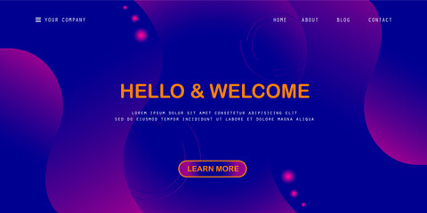 Landing Page Design. full color template. Fluid backdrop designs for free royalty