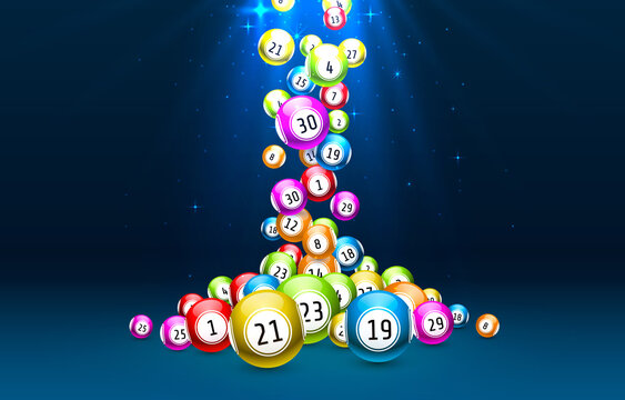 lottery game, balls with numbers, on a colored background. Vectors