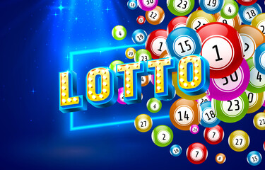 lottery game, balls with numbers, on a colored background. Vectors
