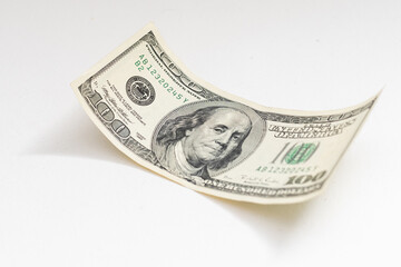 bill one hundred dollars on a white background