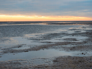Niedersächsisches Wattenmeer vor Cuxhaven Sahlenburg bei Ebbe, Deutschland