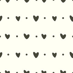 Hand draw vector seamless pattern. Grunge stamps illustration. Hearts doodles collection. Symbol of love. Hearts on background.