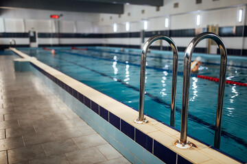 Obraz premium swimming pool for swimming in the gym. clean and cold water in the indoor pool