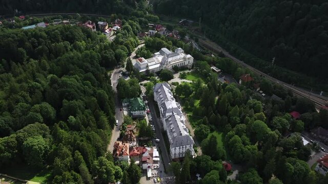 Sinaia, Romania, July 29, 2019. Former Sinaia Casino, now Conference Center and venue for private events situated in Prahova County on Romanian medieval route near Carpathian Mountains